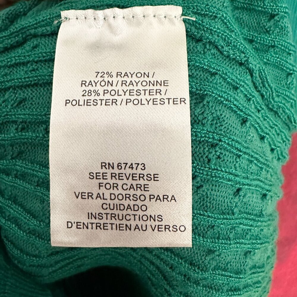 TAYLOR WOMEN'S SIZE S-SMALL GREEN CABLE-KNIT SWEATER DRESS GOLD BUTTON STRETCH - Picture 12 of 12